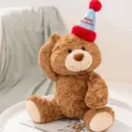 Lindo osito de peluche marrón con gorro de cumpleaños, regalo perfecto para niños y fiestas. - Oso de Happy Birthday / 35cm