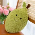 Bonito peluche de pera verde cojín de fruta sonriente muñeca suave regalo decoración - Limón
