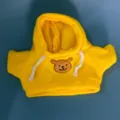 Yellow plush hooded sweater for toys, cute bear embroidery and drawstrings for dolls - 30cm Bear Clothes / Yellow