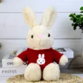 Cute plush rabbit toy wearing a red sweater soft stuffed animal cute gift for kids birthday - Khaki Rabbit in Red Clothes / 30cm