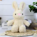 Cute beige plush rabbit toy soft stuffed animal doll children holiday gift detail view - Khaki Rabbit / 30cm