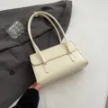 Minimalist cream white shoulder underarm bag, casual stylish daily handbag for women. - Without Pendant / White