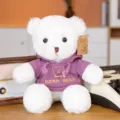 Lindo oso de peluche blanco con sudadera con capucha morada y bordado de oso, juguete suave. - Oso blanco con sudadera morada / 30cm