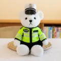 Oso de peluche policía con uniforme de alta visibilidad y gorra. Bonito regalo de juguete. - Oso de Policía de Tráfico Blanco / 25cm