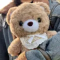 Lindo oso de peluche moca con babero de encaje, peluche suave de regalo para niñas. - Oso mocha / 30cm