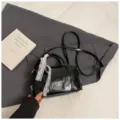 Black Patent Leather Pillow Handbag with Lace Ribbon Casual Shoulder Crossbody Bag Style - No Pendant / Black