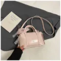 Pink fashion pillow shoulder bag with cute lace ribbon bow, chic crossbody handbag for women. - No Pendant / Pink