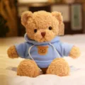 Lindo oso de peluche suave con sudadera con capucha azul y bordado, regalo perfecto. - Azul / 30cm