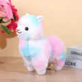 Bonito juguete de peluche de alpaca arcoiris colorido tierno animal para regalo de fiesta. - Alpaca corta arcoíris azul / 25cm