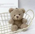 Lindo llavero de oso de peluche, colgante de bolso de pelo rizado, osito kawaii. - Colgante de Oso (Liso) / 12cm