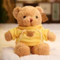 Lindo juguete de peluche de osito con sudadera con capucha amarilla muñeca suave regalo - Amarillo / 30cm
