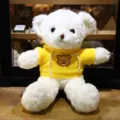 Oso de peluche blanco con sudadera con capucha amarilla, muñeco lindo para niños y máquina de gancho. - Sudadera con Capucha Amarilla / 30cm