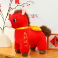 Peluche del año del caballo 2026 mascota rojo lindo muñeco de peluche regalo de año nuevo - Éxito en Forma de Caballo / 30 cm