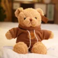 Brown Teddy Bear Plush Toy in Cute Hoodie Soft Stuffed Animal Doll Gift for Kids - Dark Brown
