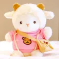 Lindo juguete de felpa de oveja, suave muñeca de cordero con sudadera rosa, gran regalo para niñas. - Cordero con sudadera rosa / 22cm