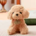 Lindo caniche de peluche rizado muñeco juguete de regalo de cumpleaños infantil suave - Amarillo Crema / 20cm
