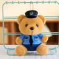 Lindo colgante de peluche de oso de policía, llavero y adorable abalorio de bolso de juguete. - Estilo de Cadena de Cuentas de 15cm / Oso de policía