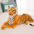 Jouet de tigre en peluche realiste, douce poupee d'animal rembourree pour cadeau. - Tigre Jaune / 25cm