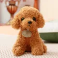 Lindo perro caniche rizado marrón peluche suave animal de peluche juguete regalo para niños - Tostado / 20cm