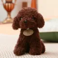 Perro caniche de peluche rizado marrón, bonita muñeca de peluche para regalo de niños al por mayor - Marrón Oscuro / 20cm