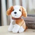 Cute brown and white plush puppy toy with collar and tag, soft stuffed animal gift for kids. - 18cm / Saint Bernard