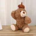 Lindo osito de peluche marrón con sombrero pequeño juguete suave regalo para niños y niñas - Oso con gorro de calabaza / Alrededor de 32cm