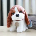 Cute brown and white plush puppy toy, soft stuffed animal dog doll with floppy ears for kids. - 18cm / Buster