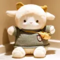 Cute plush sheep doll with green sweater and bag, soft stuffed animal toy for birthday gift. - Gray Sweater Lamb / 22cm
