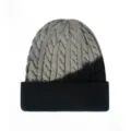 Gorro de punto degradado de invierno para mujer y hombre, gorro cálido y grueso de trenzas. - Talla única / Negro y Gris