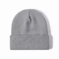 Gorro de punto gris liso gorro de invierno cálido con vuelta para hombres y mujeres casual. - Talla única / Gris Azulado