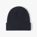 Gorro de punto acanalado azul oscuro, gorro de invierno cálido casual clásico para todos. - Talla única / Azul marino