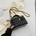 Borsa A Tracolla Nera Trapuntata Catena Mini Borsetta Elegante Donna Stile Moda Chic - Taglia L / Nero Grande