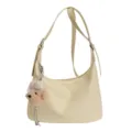 Yellow hobo shoulder bag with cute bear charm, casual dumpling crossbody bag for women. - With Charm / Yellow