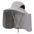 Sombrero de sol con solapa de cuello extraíble, gorra de pesca de secado rápido ala ancha. - Gris claro
