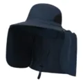 Sombrero de sol de ala ancha con solapa para cuello desmontable para pesca de verano - Azul Marino