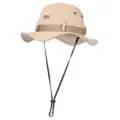 Sombrero de sol caqui para exteriores con aberturas y barbiquejo ajustable para senderismo. - Talla única / Caqui