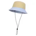 Sombrero de cubo para exteriores colorblock con barbilla ajustable, gorra ligera de sol UV. - Albaricoque, caqui y azul