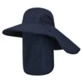 Sombrero de sol azul marino con ala ancha, solapa para el cuello y malla transpirable al aire libre. - Talla única / Azul Marino