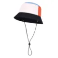 Sombrero de pescador colorblock con cordón, sombrero de sol para exteriores ligero. - Azul, beige, naranja y negro