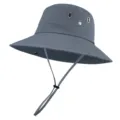 Sombrero de pescador gris para mujer gorra de sol ala ancha con cordón ajustable antiviento - 58cm / Gris