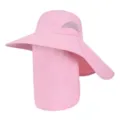 Sombrero de sol rosa ala ancha solapa de cuello malla transpirable secado rápido gorra - Talla única / Rosa
