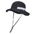 Sombrero de sol para exterior negro transpirable con tira reflectante y cordón ajustable. - Talla única / Negro