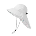 Wide brim sun hat with neck flap, waterproof windproof outdoor UV protection bucket hat. - 58 / White Floral