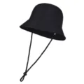 Sombrero de cubo negro liso con barbiquejo ajustable y cordón para actividades al aire libre. - Talla única / Negro