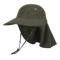 Sombrero de sol para exteriores verde oscuro con solapa para el cuello y malla. - Talla única / Verde Militar