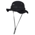 Sombrero de pescador táctico negro de secado rápido con protección solar y barbiquejo. - Talla única / Negro