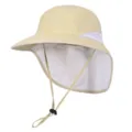 Sombrero de sol anti-UV de verano con malla transpirable y solapa de cuello, cordón ajustable. - Talla única / Amarillo