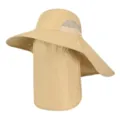 Sombrero de sol caqui con ala ancha, malla transpirable y solapa para el cuello de verano - Talla única / Amarillo
