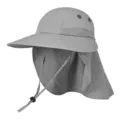 Sombrero de sol gris con solapa para el cuello malla transpirable con barbiquejo - Talla única / Gris claro