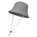 Sombrero de cubo gris con cordón antiviento, gorro de pescador de verano para protección solar - Talla única / Gris
